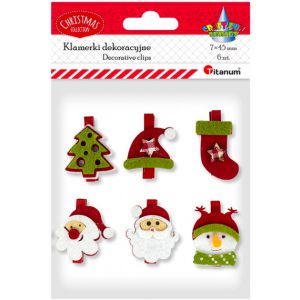 Klamerki drewniane Titanum XMass Mix, 6szt